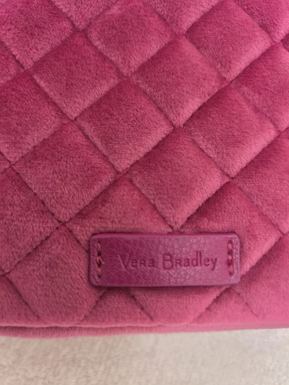 Vera Bradley Majestic Magenta Compact Organizer Quilted Velvet Makeup Bag